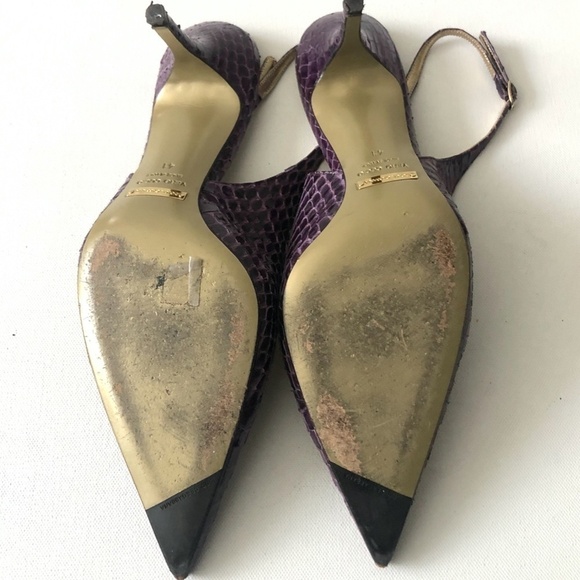 Dolce & Gabbana Purple Snake Slingback Heels 11 - Picture 8 of 8